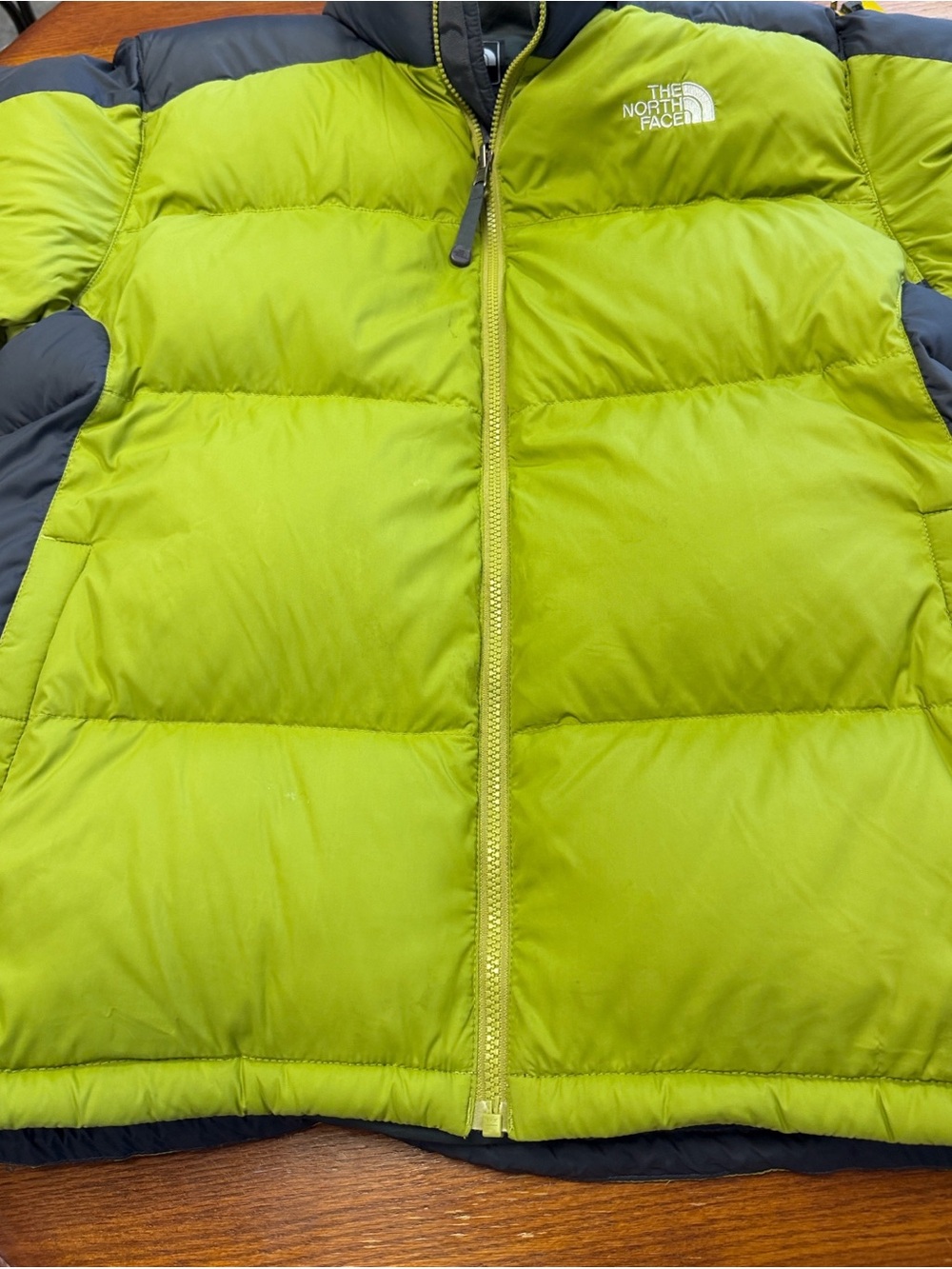 Vintage The North Face 550 Down Puffer Jacket - Men's Large - Olive Green/Grey -